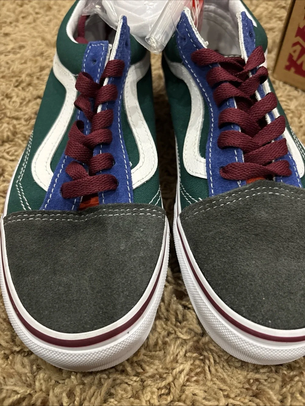 Vans Old Skool Shoes Men Size 5.5 Women 7 Color Mix Suede Canvas New Blue Bottom